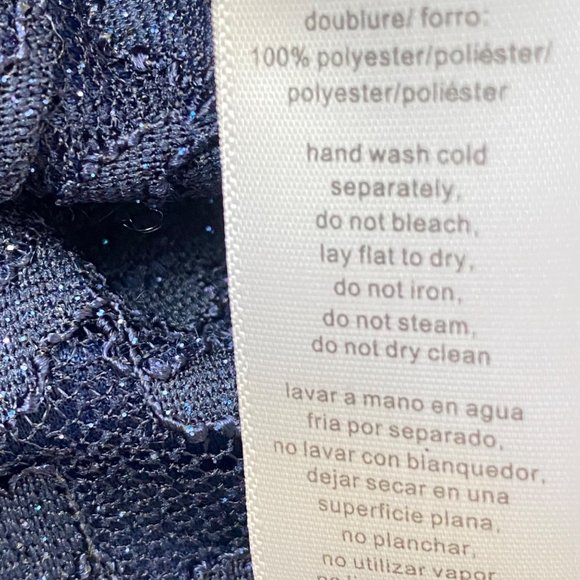 Alex Evenings Women's Navy Blue Lace & Striped Fit & Flare Tea Length Dress 18 - Picture 11 of 12